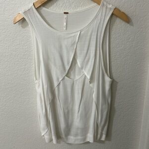 Free People Cream Layered Tank Top